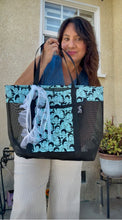 Load image into Gallery viewer, Frida Mesh Tote bag Teal w/ Ribbons