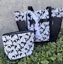 Load image into Gallery viewer, Frida Mesh Tote bag Black  &amp; White w/ Ribbons