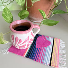 Load image into Gallery viewer, Mug Rug/ Sarape Reversible Tapetito / Pink with Calaveritas