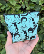 Load image into Gallery viewer, Mini Zipper Pouch/ Frida Blue &amp; Black