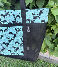 Load image into Gallery viewer, Frida Mesh Tote bag Teal w/ Ribbons