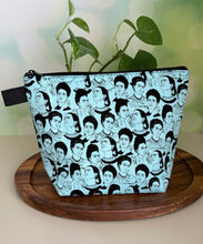 Load image into Gallery viewer, Makeup Bag/ Frida Blue &amp; Black