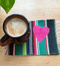 Load image into Gallery viewer, Mug Rug/ Sarape Reversible Tapetito - Green Sarape/Nopales