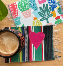 Load image into Gallery viewer, Mug Rug/ Sarape Reversible Tapetito - Green Sarape/Nopales