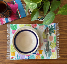 Load image into Gallery viewer, Placemat Sarape Reversible Tapete/ Red Sarape/Nopales Plants