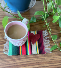 Load image into Gallery viewer, Mug Rug/ Sarape Reversible Tapetito /  Vegetables print/ Red Heart