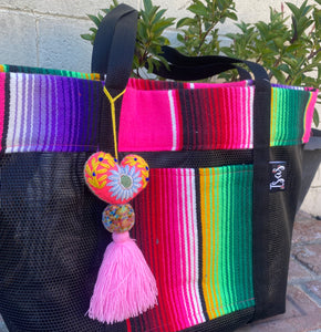 Sarape Mesh Tote Bag w/Pompón