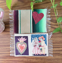 Load image into Gallery viewer, Mug Rug/ Sarape Reversible Tapetito / Tan/ Mexican Couple &amp; Heart