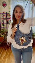 Load image into Gallery viewer, La Denim Bolsita/ Denim Crossbody bag w/Sacred Heart appliqué #9