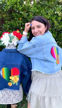 Load image into Gallery viewer, Isas Corazón  Cropped Denim Jacket- Yellow  Flower, Large