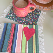 Load image into Gallery viewer, Mug Rug/ Sarape Reversible Tapetito / Green Calaveritas