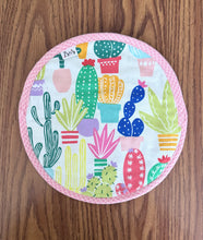 Load image into Gallery viewer, Tortilla Warmer- Succulent Plants/Pink trim