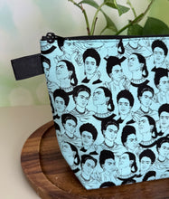 Load image into Gallery viewer, Makeup Bag/ Frida Blue &amp; Black