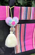 Load image into Gallery viewer, Sarape Mesh Tote Bag/Pink w/pompón