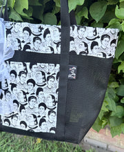 Load image into Gallery viewer, Frida Mesh Tote bag Black  &amp; White w/ Ribbons