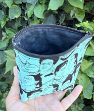 Load image into Gallery viewer, Mini Zipper Pouch/ Frida Blue &amp; Black