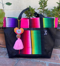 Load image into Gallery viewer, Sarape Mesh Tote Bag w/Pompón