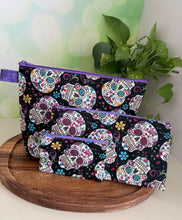 Load image into Gallery viewer, Calaveras Zipper Pouch - Purple Lining