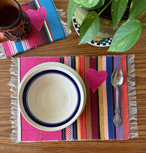 Load image into Gallery viewer, Placemat Sarape Reversible Tapete/ Pink Sarape/Nopales Plants