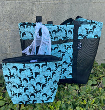 Load image into Gallery viewer, Frida Mesh Tote bag Teal w/ Ribbons