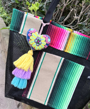 Load image into Gallery viewer, Sarape Mesh Tote Bag Brown w/ pompón