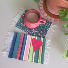Load image into Gallery viewer, Mug Rug/ Sarape Reversible Tapetito / Green Calaveritas