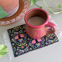 Load image into Gallery viewer, Mug Rug/ Sarape Reversible Tapetito / Purple sarape  &amp; pajaritos