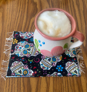 Mug Rug/ Sarape Reversible Tapetito - Calaca/Sugar Skull