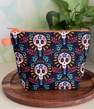 Load image into Gallery viewer, Makeup Bag/ Calaveras /Orange Lining