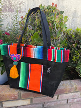 Load image into Gallery viewer, Sarape Mesh Tote Bag Orange w/ Pompón