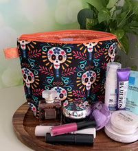 Load image into Gallery viewer, Makeup Bag/ Calaveras /Orange Lining