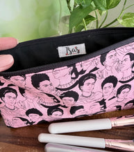 Load image into Gallery viewer, Frida Zipper Pouch - Black &amp; Pink