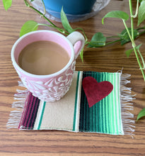Load image into Gallery viewer, Mug Rug/ Sarape Reversible Tapetito / Tan/ Mexican Couple &amp; Heart