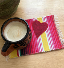 Load image into Gallery viewer, Mug Rug/ Sarape Reversible Tapetito - Yellow &amp; Red Sarape/Roses