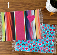 Load image into Gallery viewer, Placemat Sarape Reversible Tapete/ Pink Sarape/ Sacred Hearts
