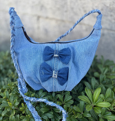 La Denim Bolsita/ Denim Crossbody bag w/Denim bows #8