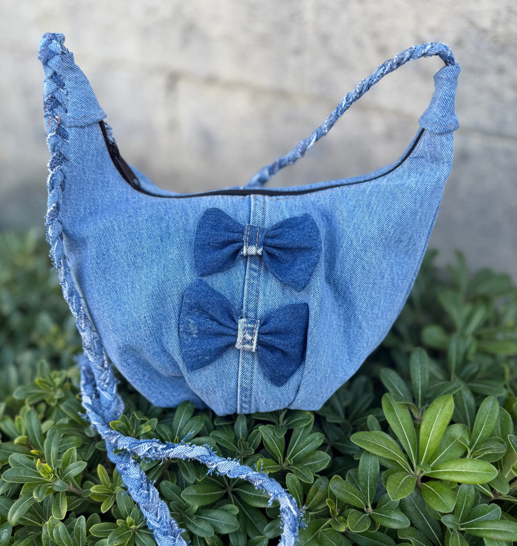 La Denim Bolsita/ Denim Crossbody bag w/Denim bows #8