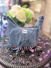 Load image into Gallery viewer, La Denim Bolsita/ Denim Crossbody bag w/Heart appliqués