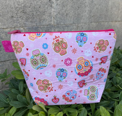 Las Calaveritas Makeup Bag/ Pink