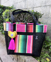 Load image into Gallery viewer, Sarape Mesh Tote Bag Pink w/ Pompón