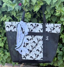 Load image into Gallery viewer, Frida Mesh Tote bag Black  &amp; White w/ Ribbons
