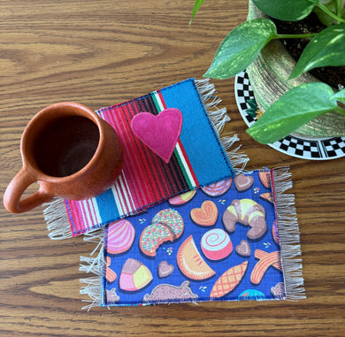 Mug Rug/ Sarape Reversible Tapetito/ Pan Dulce