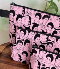 Load image into Gallery viewer, Makeup Bag/ Frida Pink &amp; Black