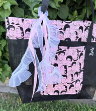 Load image into Gallery viewer, Frida Mesh Tote bag Pink w/ Ribbons