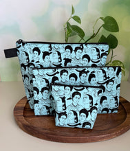 Load image into Gallery viewer, Frida Zipper Pouch - Black &amp; Blue