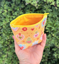 Load image into Gallery viewer, Mini Zipper Pouch/ Yellow Sacred Hearts