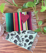 Load image into Gallery viewer, Mug Rug/ Sarape Reversible Tapetito /  Vegetables print/ Red Heart