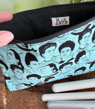 Load image into Gallery viewer, Frida Zipper Pouch - Black &amp; Blue