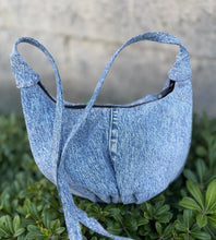 Load image into Gallery viewer, La Denim Bolsita/ Denim Crossbody bag w/Sacred Heart appliqué #9