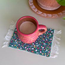 Load image into Gallery viewer, Mug Rug/ Sarape Reversible Tapetito / Green Calaveritas